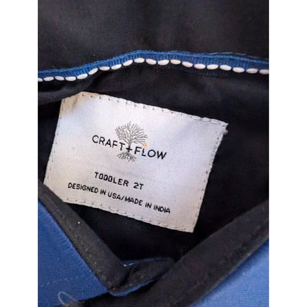 Craft + Flow Toddler shirt with tie size 2T,3T and 4T Navy blue button up - Picture 4 of 5